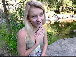 Tiny Young Blonde Teen Stepdaughter Riley Star Fucked At the end of one's tether Daddy While Hiking POV