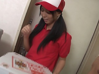 The pretty girl from the pizza delivery service is seduced