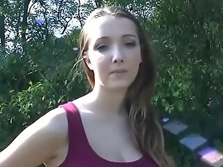 Busty legal age teenager Lucie Wilde POV shafting open-air