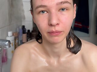 18yo very Skinny Teen Widely applicable with pithy interior and large Labia fucks herself till Squirting