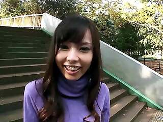 Small Japanese Schoolgirl 18 talk to First Blowjob in Car by pater