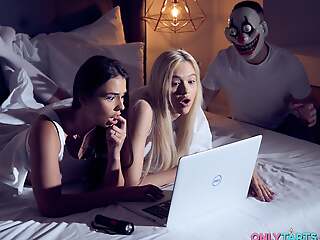 OH FUCK horror movie night leads to hot trio mating