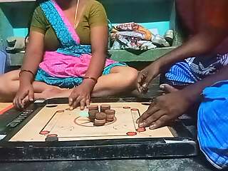 Village Bigg boobs aunty Bigg boobs aunty Carrom trestle is playing with man