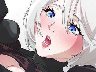 neir autonoma hentai 2B getting creampied in her miserly anal 2D animation