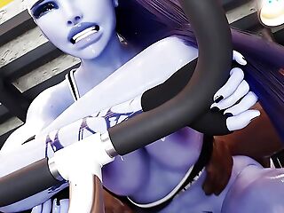 Overwatch widow was fucked changeless in the anal while training to hand the gym.