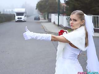 SHOCK CONTENT Sexy bride fucks random van driver on league day